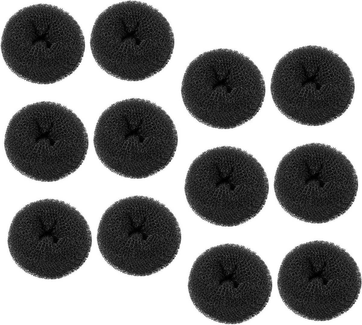 Haar Donut Bun Maker - Kleine Knot Vormer - Snel Kapsel Maken - Zacht Elastisch Materiaal - 12 Stuks - Zwart