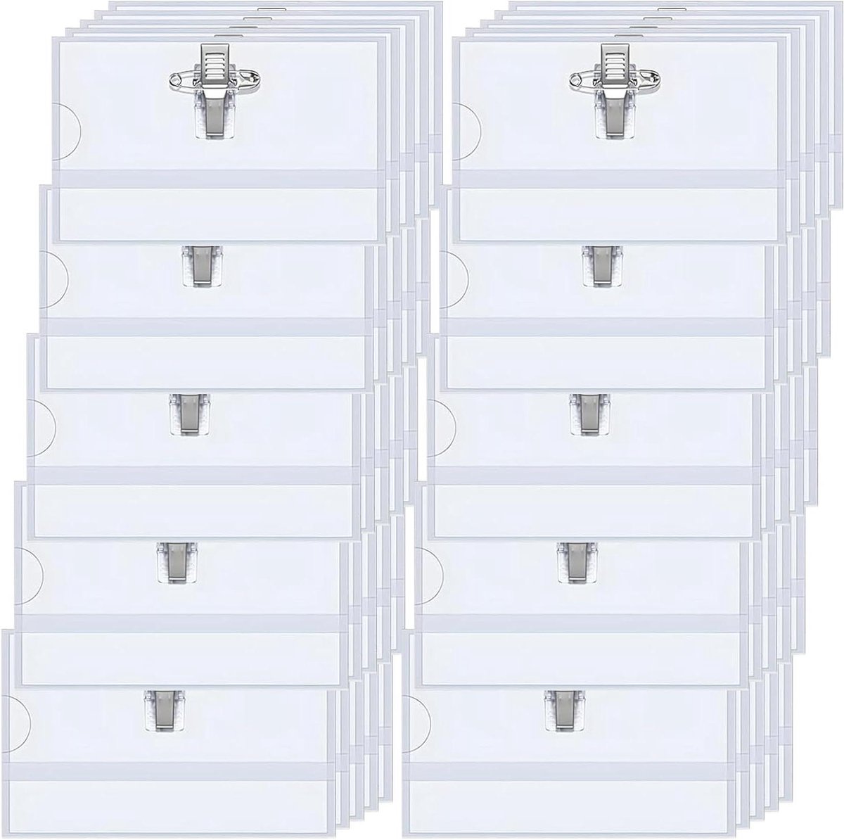 Naambordjes - ID-kaarthoezen - Identificatie Tonen - Dubbele Bevestiging - 50 stuks 90x54mm - Transparant