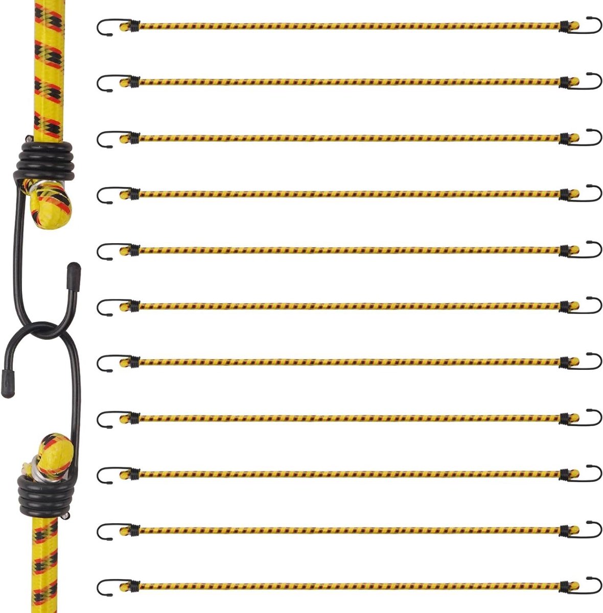 Spanrubbers met haken - Expander elastiek - Vastzetten lading - Hoge trekkracht - 80 cm - Zwart