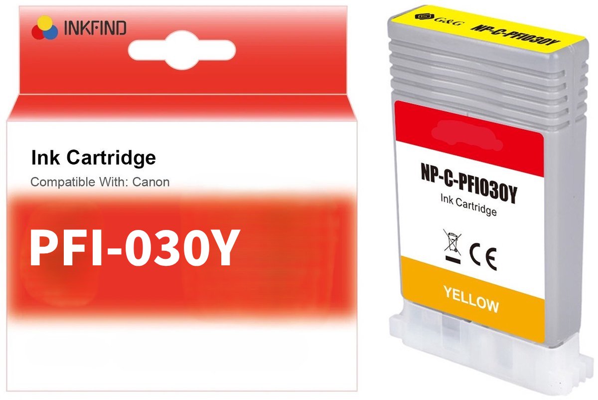 INKFIND PFI-030 Geel Inktcartridge compatibel met Canon PFI-030 - 1-pack Geel*1