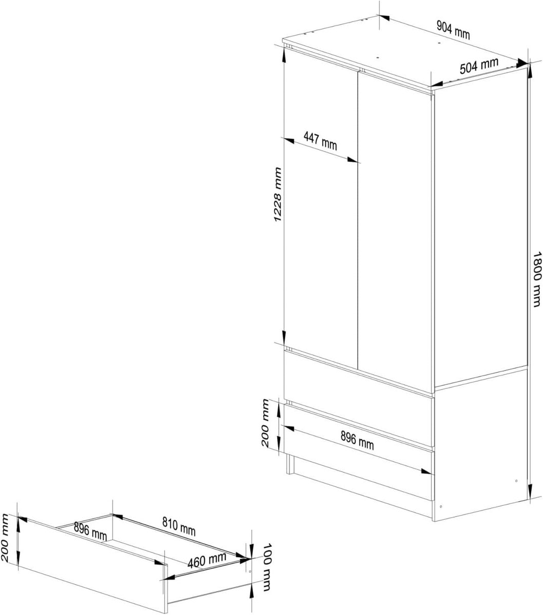 Kledingkast - Eiken - 180x90x51 cm - Arqam