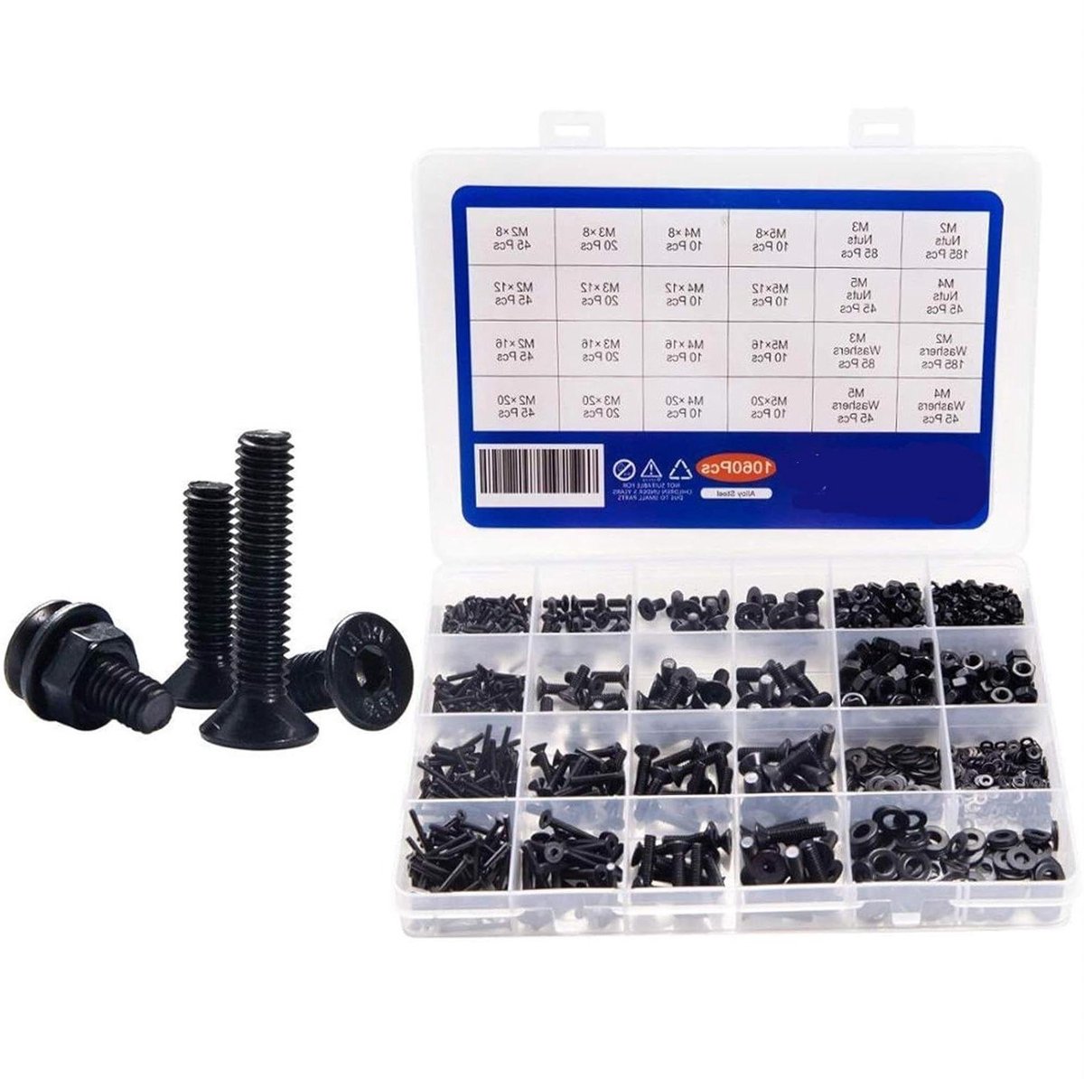 Schroeven en Moeren - Bevestigingsset - Klusprojecten - Platte Ronde Kop - 1060 Stuks - One Color