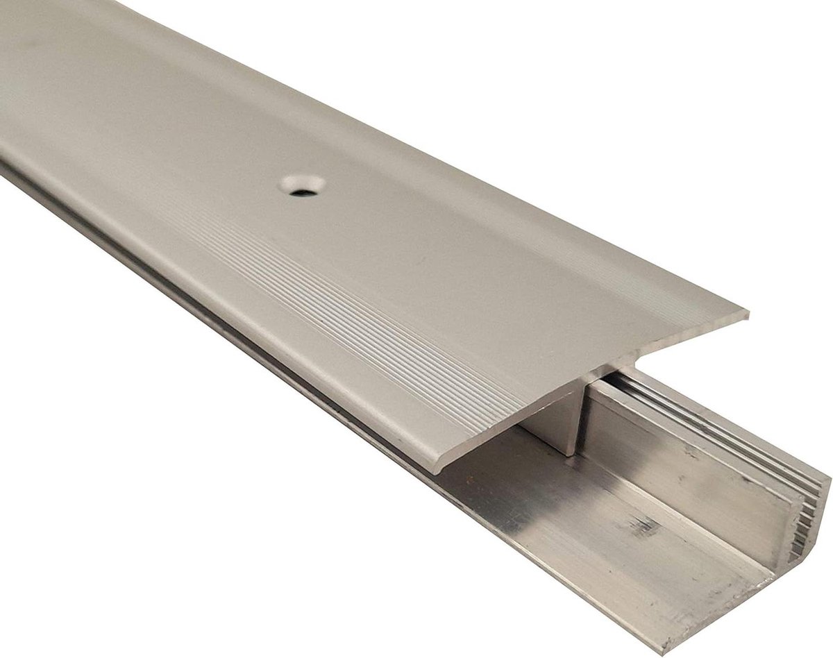 Vloerprofielsysteem - Overgangsprofiel - Vloeren Afwerken - Automatische Hoogte-instelling - 90 cm lang - Zilver