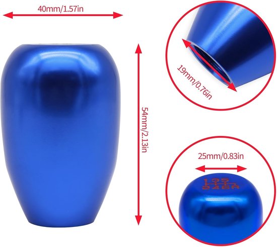 Versnellingspook Knop - Schakelpook Hendel - Auto Interieur - Universele Pasvorm - 5 Snelheden - Blauw — afbeelding 5