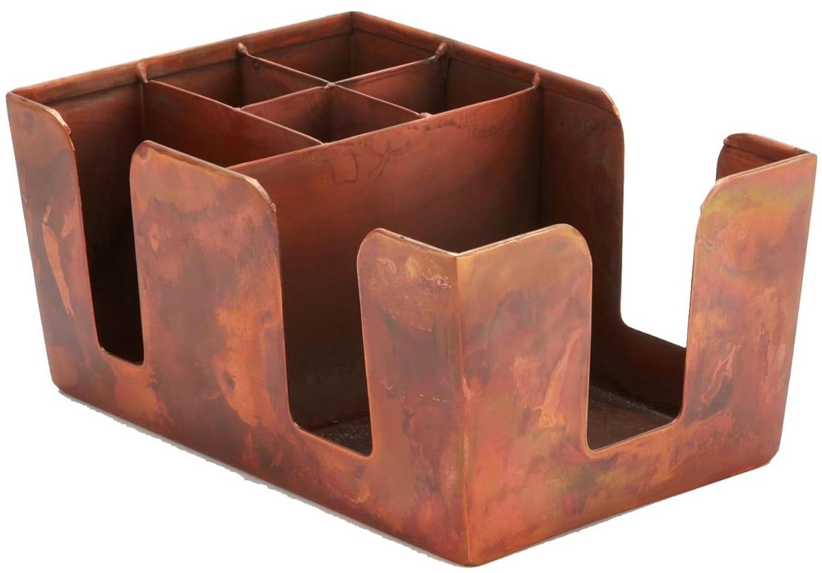 Bar Caddy - Opslaghouder - Bar Organisatie - Stevig Antiek Uiterlijk - Ronde Vorm - Koper