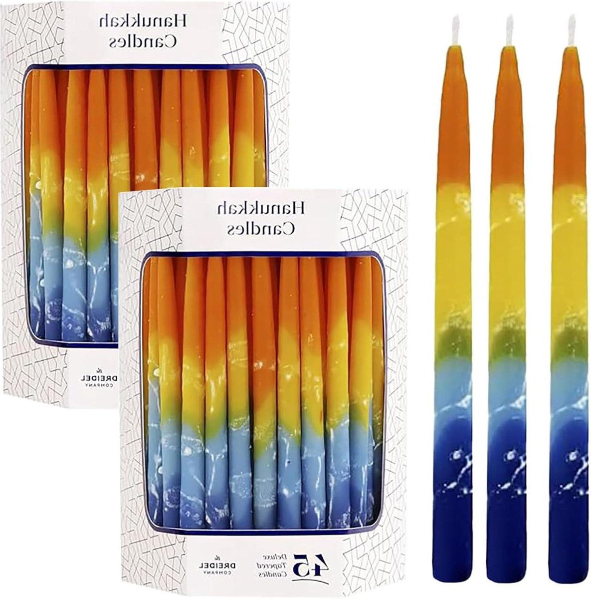 Chanoeka Kaarsen - Religieuze Kaarsen - Feestelijke Verlichting - Hand Versierd - 45 Stuks - Meerkleurig