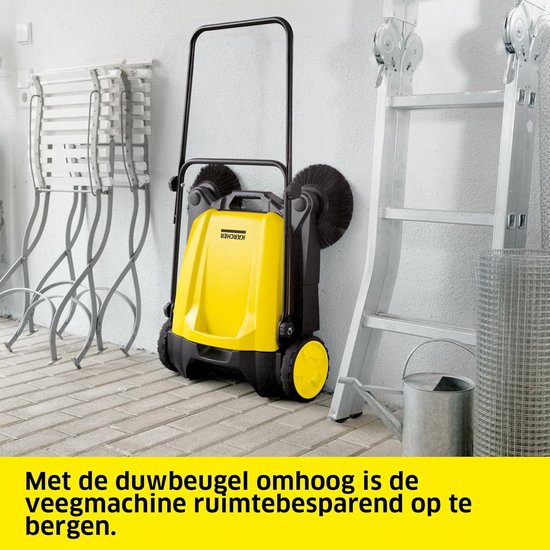 Veegmachine - Handveger - Buiten reinigen - 2-in-1 borstels - 65 cm werkbreedte - Geel — afbeelding 2