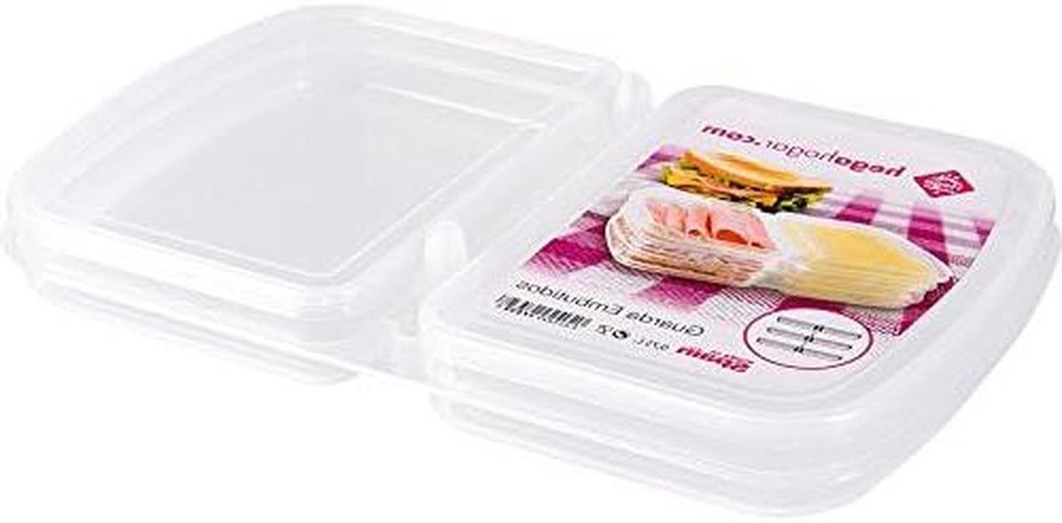 Opbergvak - Broodtrommel - Maaltijden Meenemen - Dubbel Compartiment - 0.75 Liter - Transparant