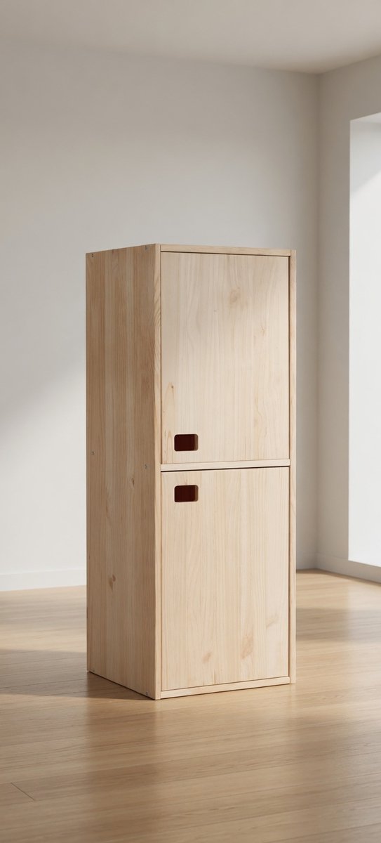 Opbergkast Grenenhout 37,3x33x105,4 cm – Scandinavische Kast 2 Deuren & 4 Legplanken – Mon