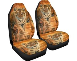 Autostoelhoezen Set - Stoelbeschermers - Auto Interieur - Universele Pasvorm - 2 Stuks - Tijger Patroon