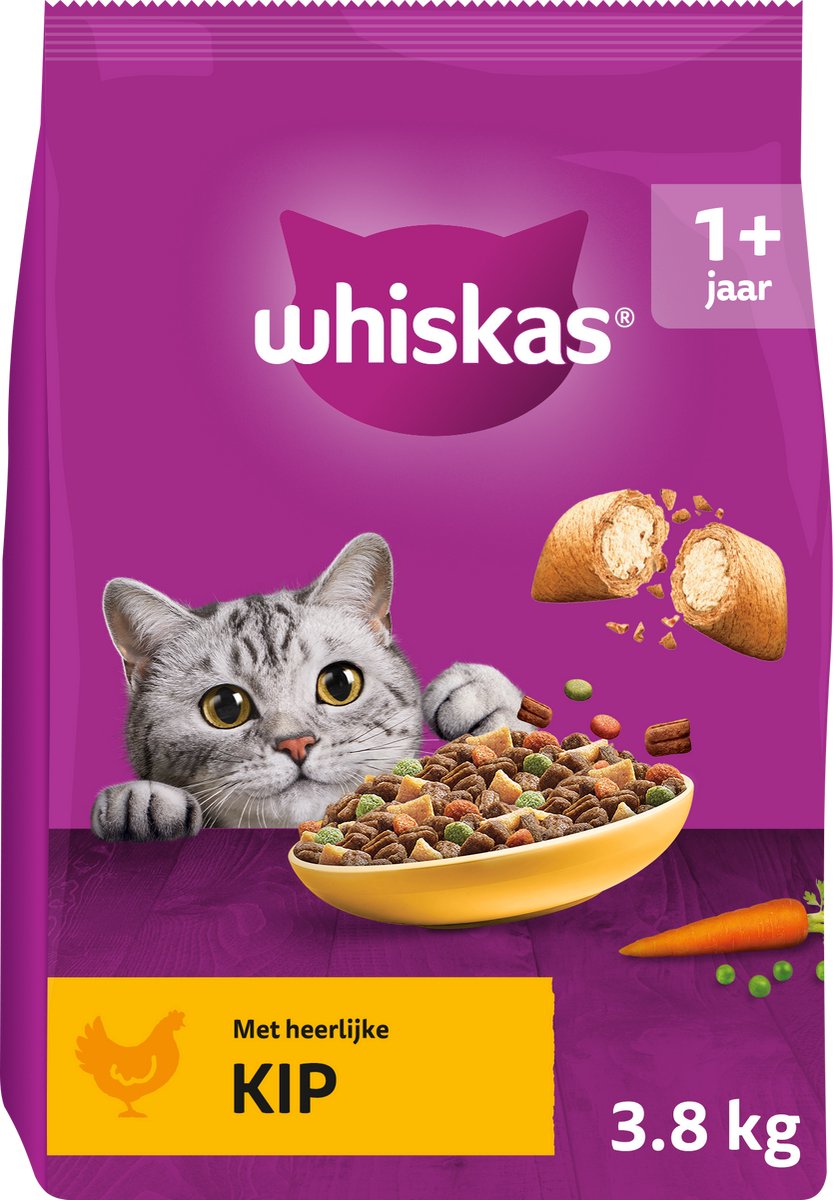 Whiskas Adult 1+ kattenbrokken kip 3 x 3,8 kg thumbnail 6