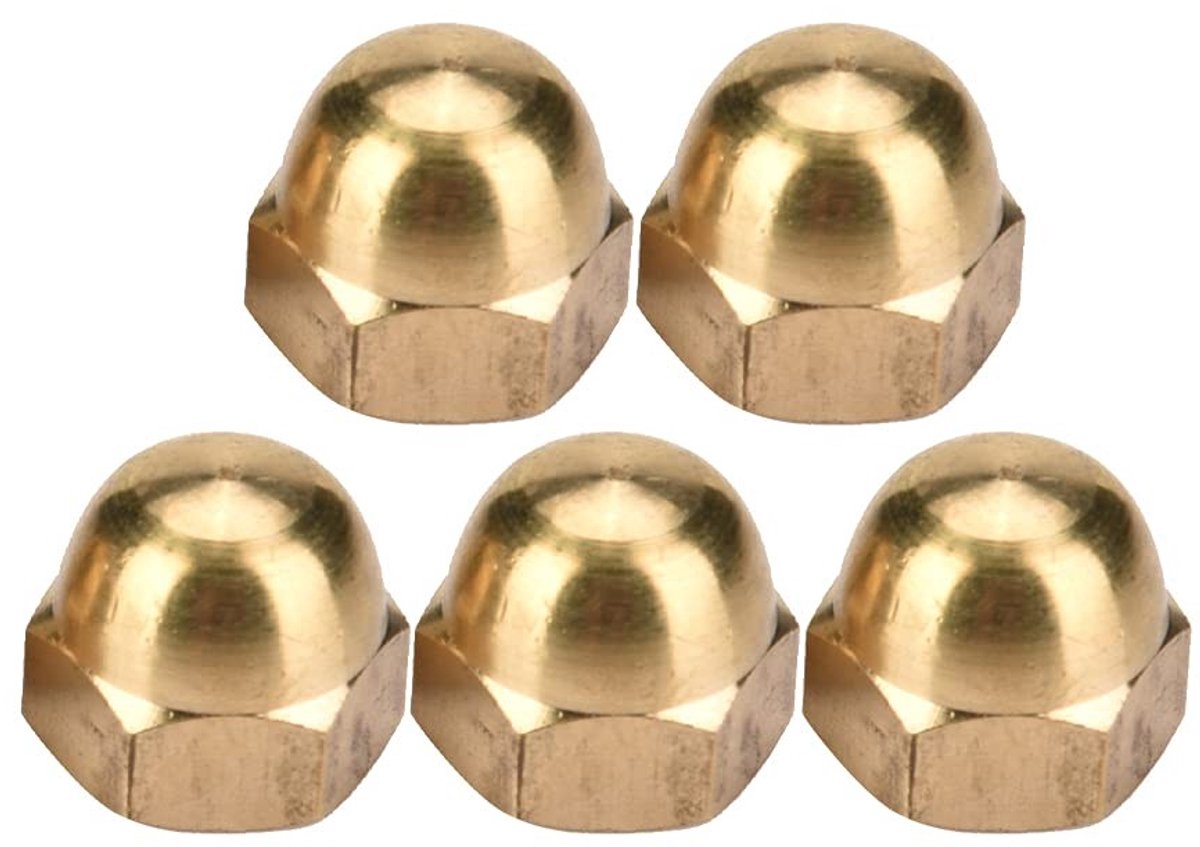 ONF3 - M8 Acorn Moeren Set - 10 Stuks - Messing Dome Hoofd - Hex Moeren - Duurzaam Materiaal - Bevestigingsmateriaal - Geschikt voor Diverse Toe...