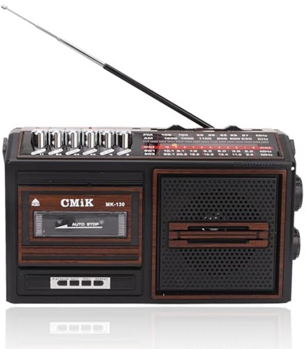 ONF3 - Retro Boombox - Vintage Cassettespeler - Multifunctioneel Geluidssysteem - Bruin - AM/FM-radio - Geschikt voor Kinderen - Stereogeluid