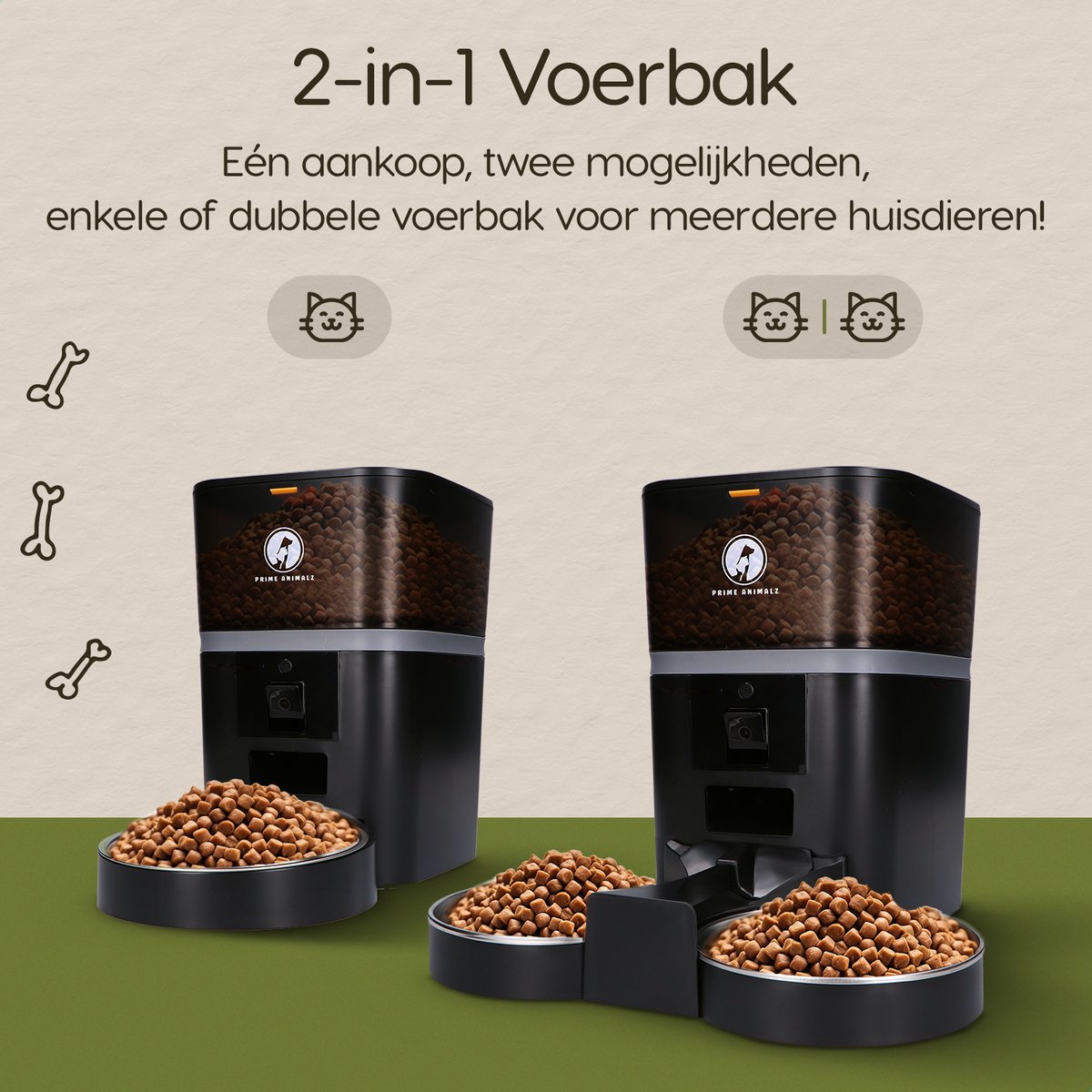 Automatische Voerbak dubbel Standaard 4L – Kat en Hond – Voerautomaat met Camera – Full HD 1080P Night Vision – Two-Way Audio – 4L Voerdispenser – Hondenvoerbak – App-bediening – Voerschema Instellen – Prime AnimalZ – Zwart thumbnail 5