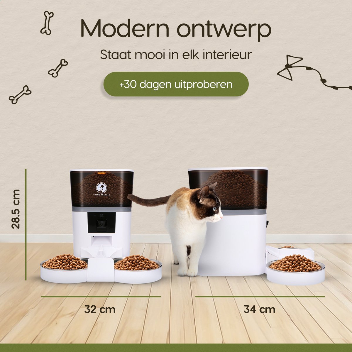 Automatische Voerbak dubbel 4L – Kat en Hond – 2-in-1 Voerautomaat met Camera – Full HD 1080P – Two-Way Audio – Dubbele Voederbak – App-bediening – Voerschema Instellen – Kattenvoerbak Automatisch – Smart Pet Feeder – Prime AnimalZ – Wit thumbnail 6