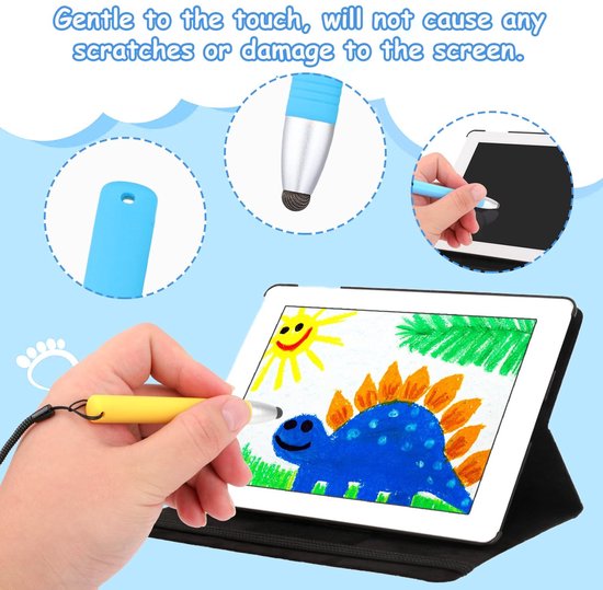 Store_9 - Kindvriendelijke Styluspennen - Touchscreen Stylus - Veerkoord voor Kindertablets - Blauw Geel - Geschikt voor Smartphones Tablets - 2 Stuks — afbeelding 5