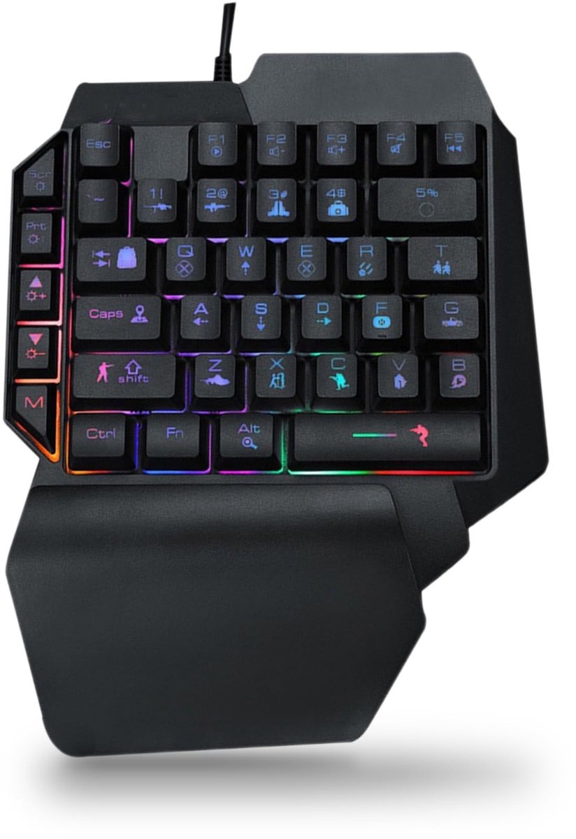 aladdien - RGB-gamingtoetsenbord - Eenhandig toetsenbord - Ergonomisch ontwerp - Mini formaat - RGB-verlichting - Plug-and-play gamingtoetsenbord - ..