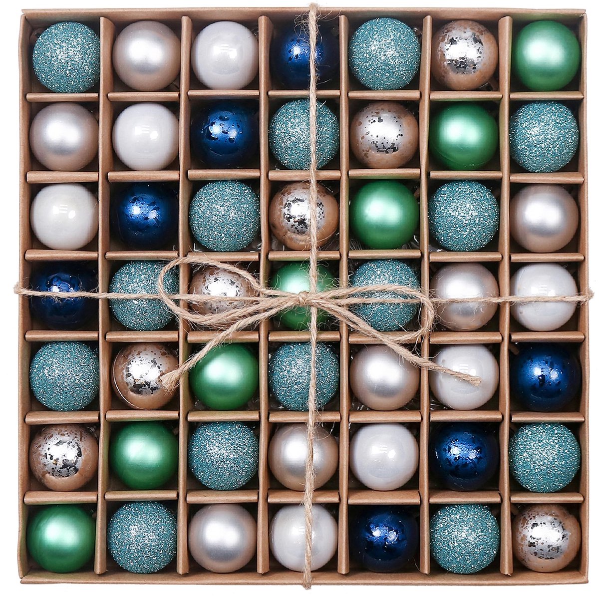 Allecto - Kerstballen - 49 Stuks - Shatterproof - Blauw, Groen en Zilver - Perfect voor Kerstdecoratie - Ideaal voor Kerstboom