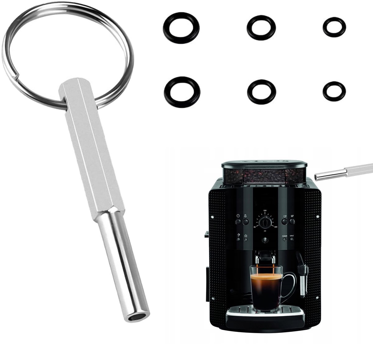 Oval Head Wrench voor Jura/Krups/AEG Koffiemachines - Sleutelring Inclusief