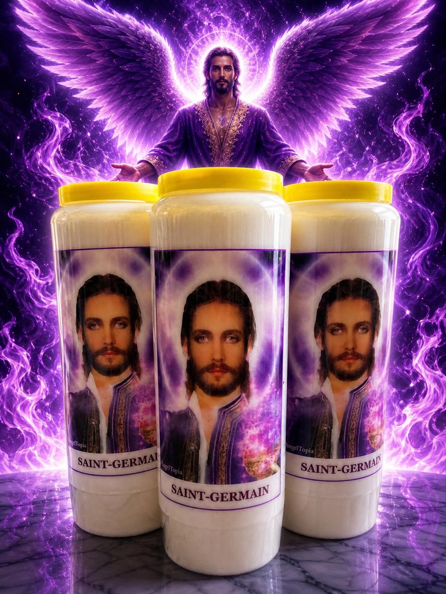 Saint-Germain Noveenkaarsen (3 stuks) - Voor Spirituele Reiniging & Transmutatie