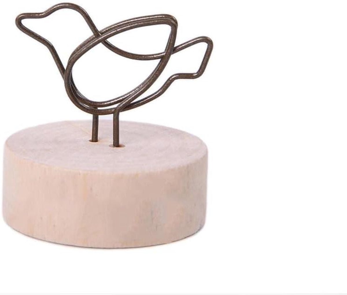 Houten Kaarthouder - Notitieclip Sokkel - Tafel Decoratie - Stevige Metalen Clip - 3 x 12 x 3 cm - Houtkleur