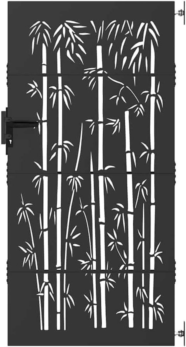 Tuinpoort met slot - Metalen poort - Buitenafscheiding - Weerbestendig staal - 85 x 200 cm - Zwart