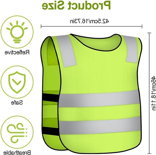 Kinder Veiligheidsvesten - Reflectie Vesten - Zichtbaar Buiten - 360 Graden Reflectie - Set van 2 - Geel