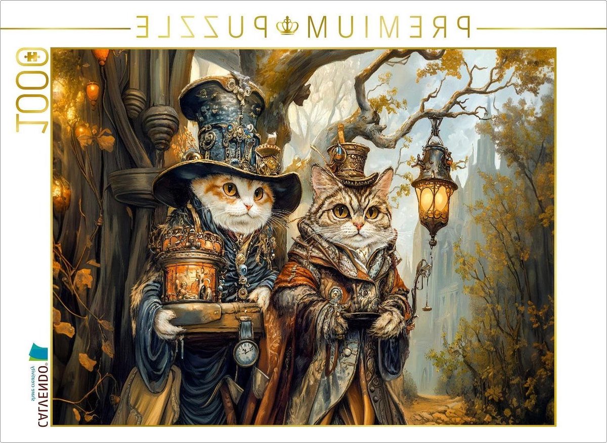 Legpuzzel Katten Steampunk - Fotopuzzel 1000 stukjes - Ontspannend Puzzelplezier - Hoge Kwaliteit Stansen - 64 x 48 cm