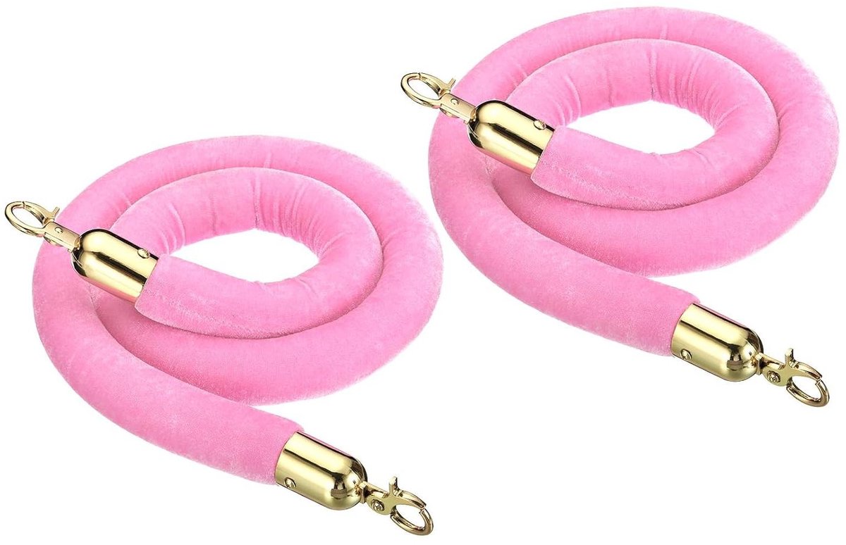 Fluwelen Steuntouw - Massacontrole Touw - Paal Beveiligen - Met Klikhaken - 2 stuks - Goud