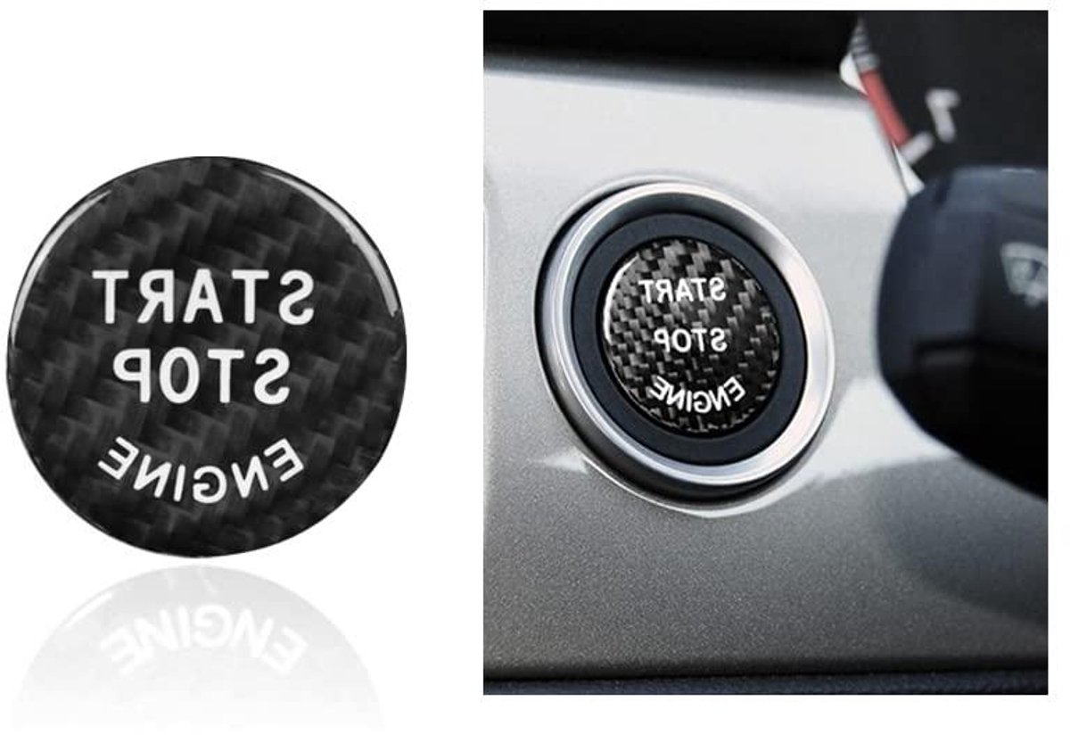 Start Stop Knop Sticker - Motor Start Cover - Auto Interieur Upgraden - Echte Koolstofvezel