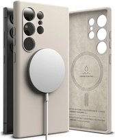 Ringke Silicone Magnetic Hoesje Geschikt voor Samsung Galaxy S24 Ultra | Compatibel met MagSafe | Back Cover met Magneet | Zacht Siliconen | Slank Design | Beige