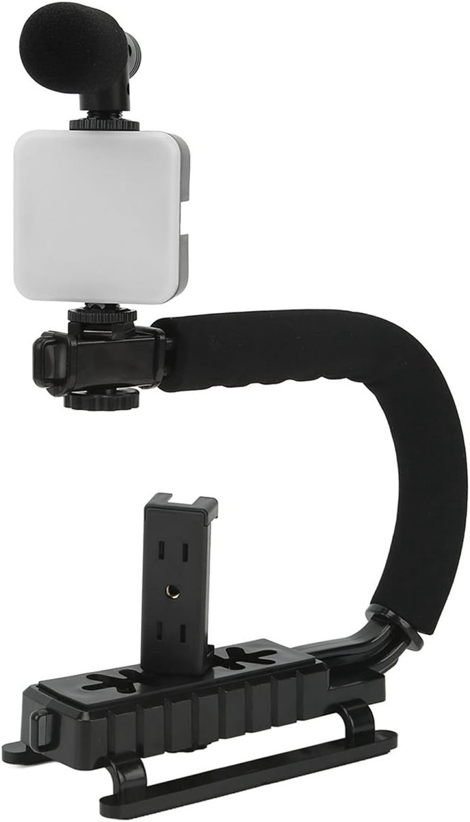 Handheld Video Rig voor DSLR en Smartphone, Stabilizer met Bluetooth Afstandsbediening voor Vloggen en Filmmaken, Ideaal voor Actiefoto's en Videoproductie