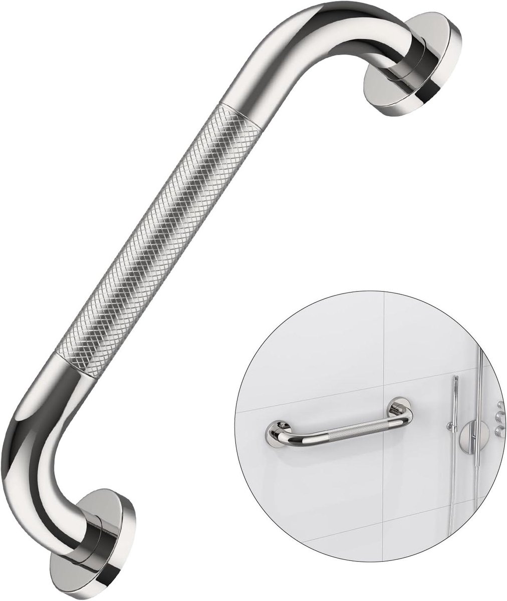 Douche Grijper Bar - Badkamer Handgreep - Veiligheid in Badkamer - Antislip Gekarteld - 12 inch - Chroom