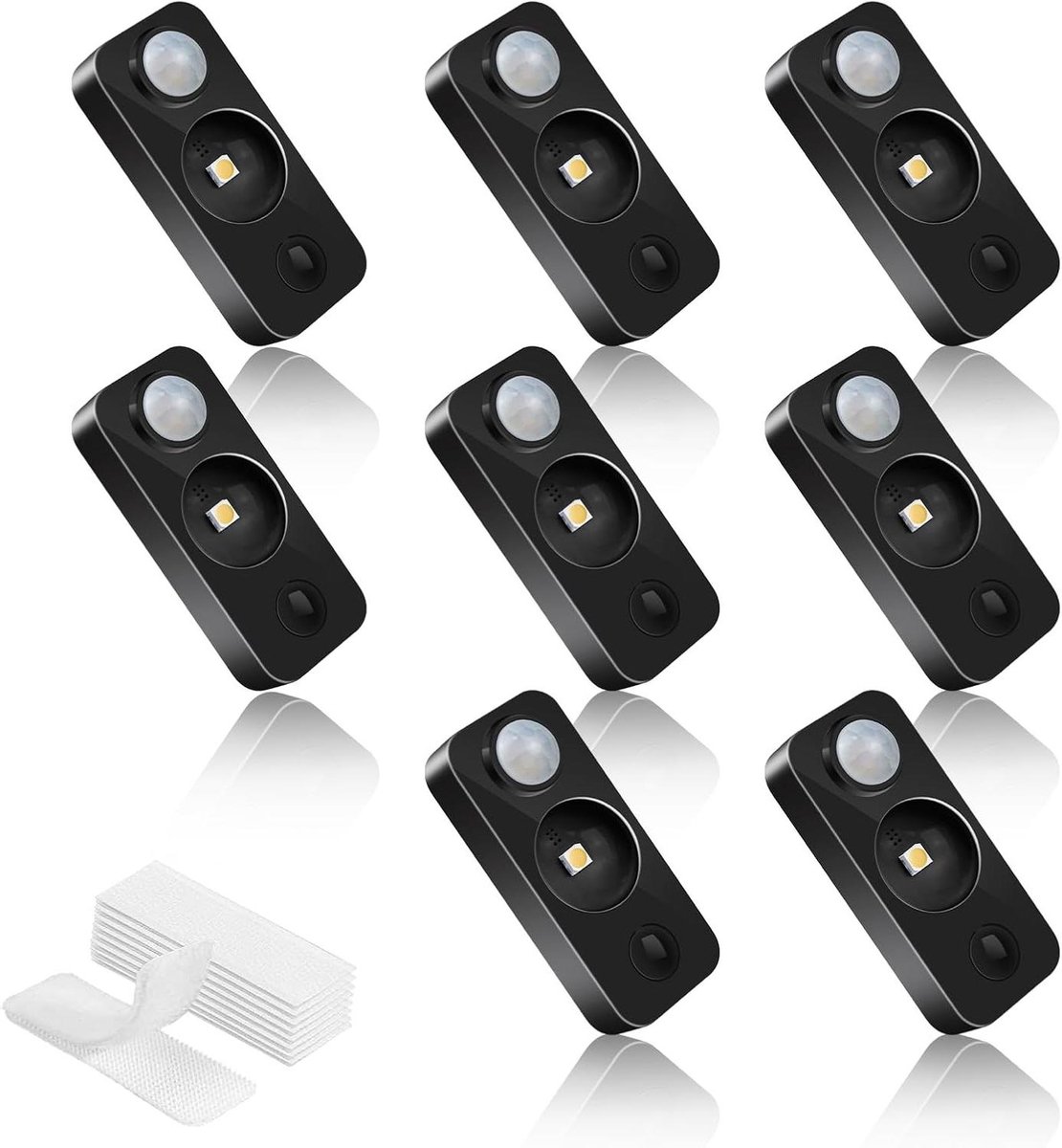 LED Sensor Lampjes - Kastlampjes Bewegingssensor - Automatisch Verlichten - Dimbaar Instelbaar - 8 Stuks - Zwart