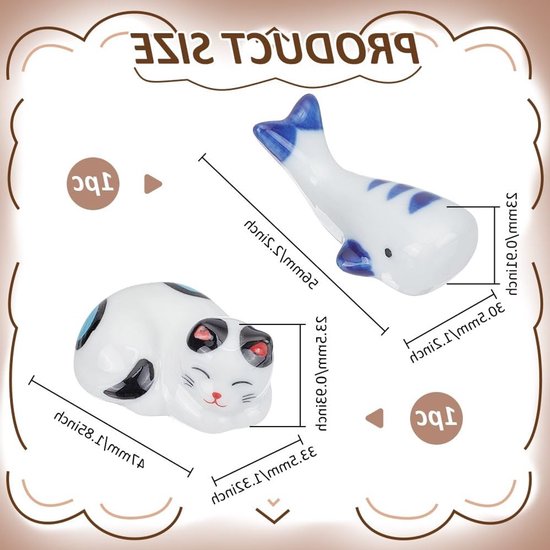 2 Stuks Schattige Kat Keramische Penseelhouder voor Chinese Calligrafie, Rest voor Eetstokjes en Bestek, Ideaal voor Keuken en Creatieve Projecten, 1.85~2.2 Inch — afbeelding 5