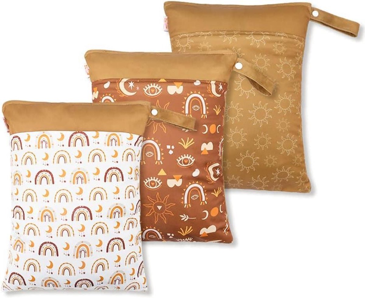 Natte Tas Babydoekjes - Luiertas Organizer - Spullen Scheiden - Dubbele Rits - 30x40cm - Bruine Zon