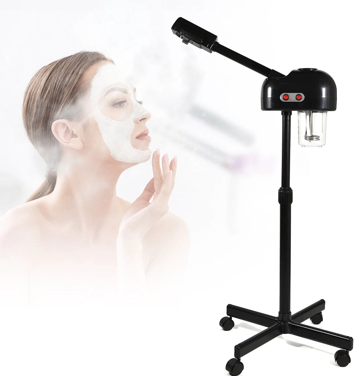 Archi Gezichtsstomer – Stoomreiniger - 800W Hete Facial Steamer – Verstelbare Hoogte – Diepe Porie Reiniging – Spa Vaporizer – 220V - Zwart