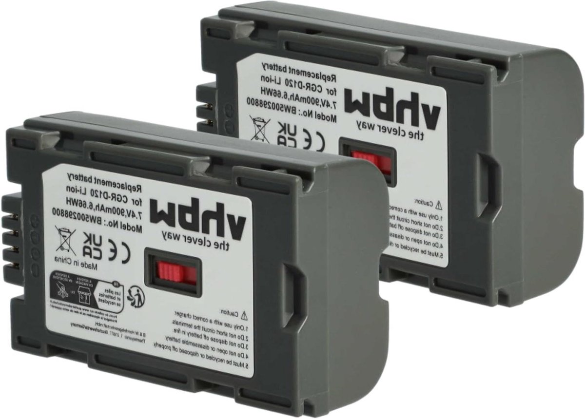 Camcorder Batterijen - Accu's Vervangend - Video Opnemen - Kortsluiting Overspanningsbeveiliging - 900mAh 7.2V - Zwart