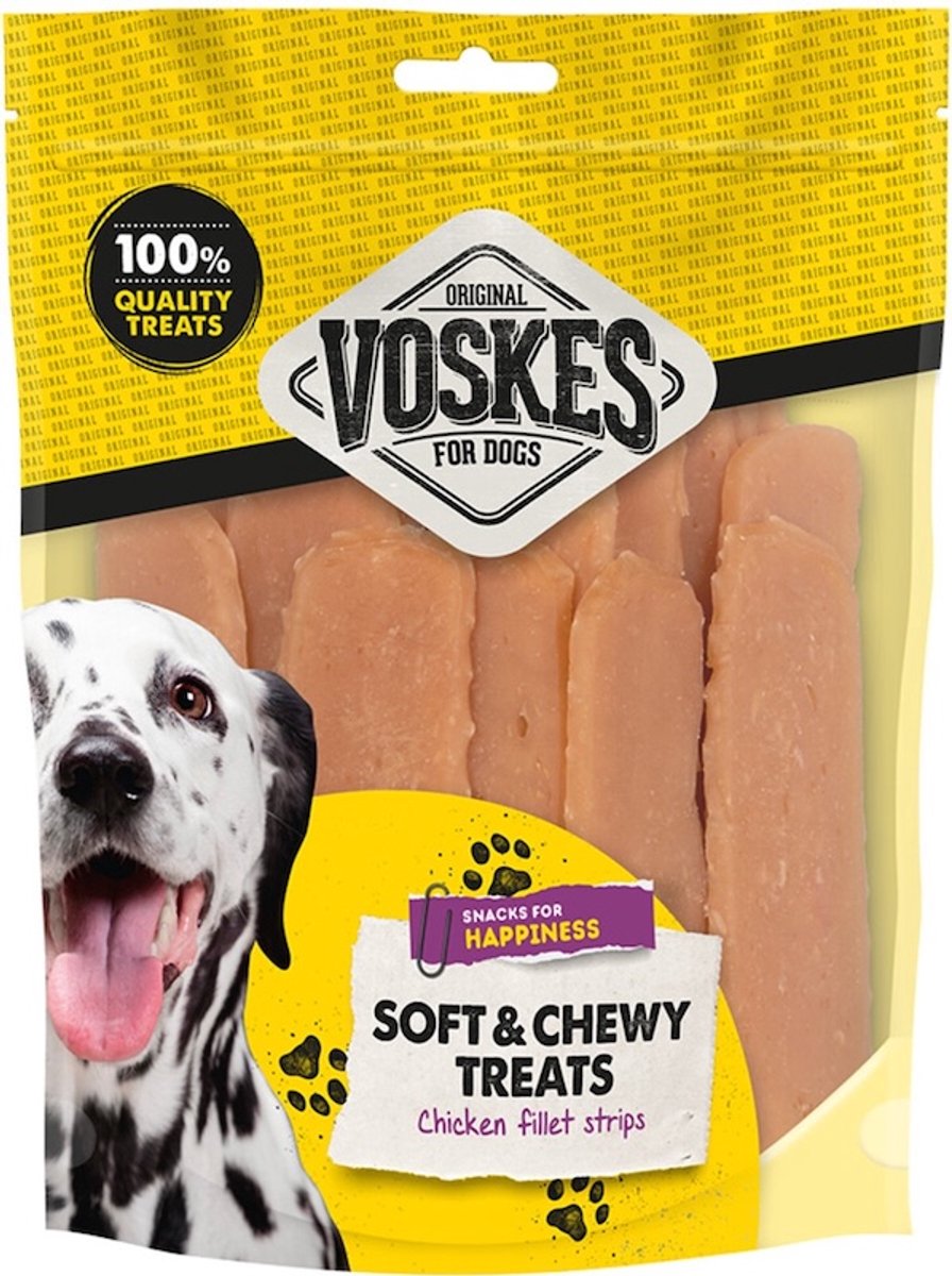 Voskes hondensnack Kipfilet strips 3 x 400 gram Bundel - Aanbiedingen