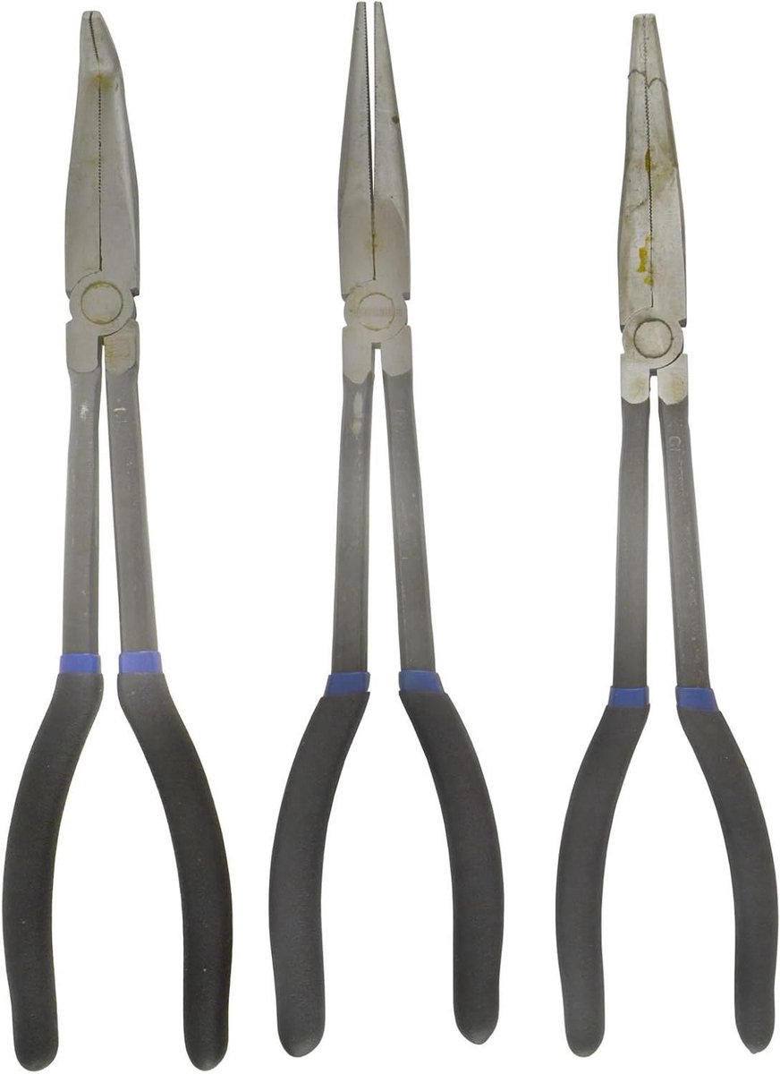 Lange Neus Tang Set - Pliers Set - Moeilijk Bereikbare Plekken - Extra Lange Tangen - 285mm - Zwart