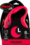 Emballage d'une laisse Flexi Classic L rouge, ruban de 8 mètres, max 50kg.
