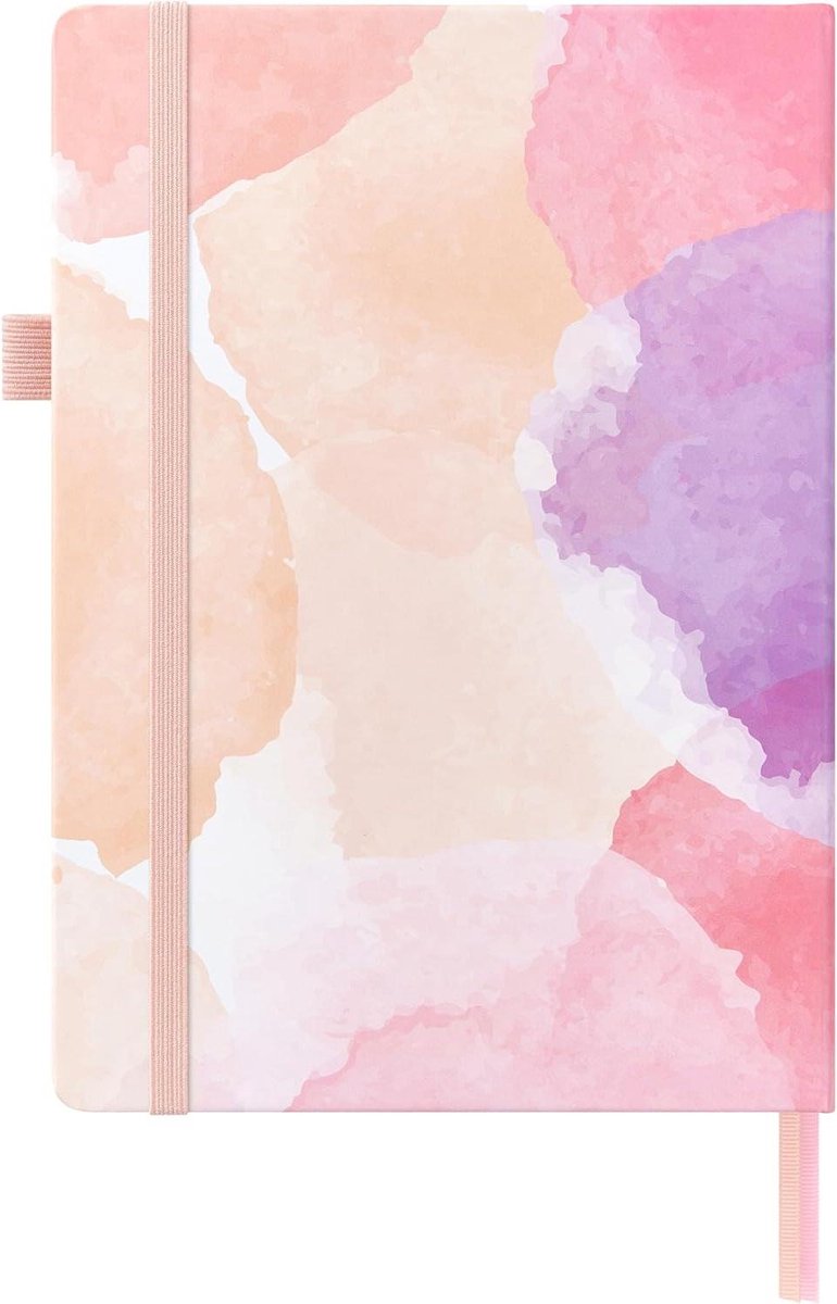 Gelinieerd Notitieboek - Schrijfdagboek Journal - Dagelijkse Notities Maken - 180° Platliggend Ontwerp - A5 Formaat - Blush Aquarel