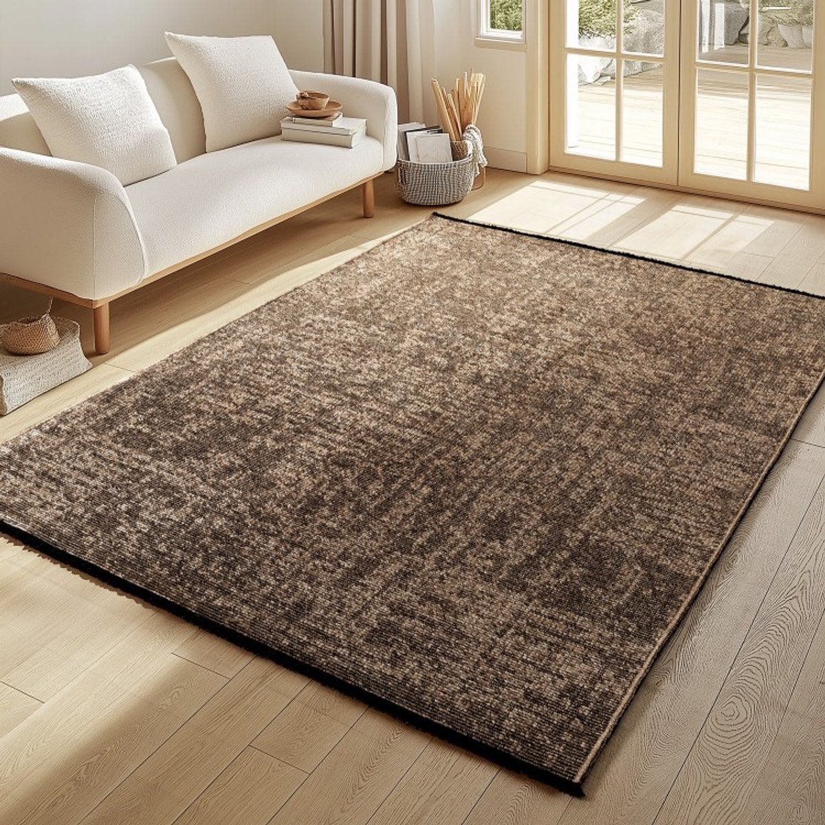 TapisTrend Designer tapijt Bruin 120x170 cm Binnenkleed, gemarmerd patroon, bruine, katoenchenille, modern design