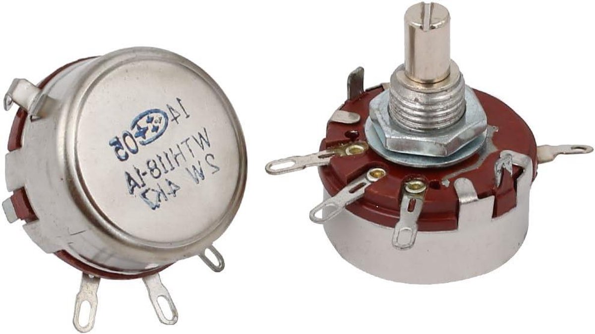 Draaiconus Potentiometer - Variabele Weerstand Koolstof - Instellen Timer Snelheid - Eenmalige Rotatie - 4K ohm 2W - Bruin Zilvertint