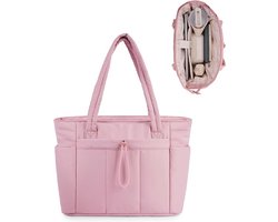Tote Bag - Dames shopper - Voorzien van geïntegreerd laptopvak (15,6 inch) en geïsoleerd vak voor een waterfles - Ruime forenzentas voor kantoor, campus en op reis