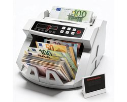 Geldteller Snelle & Nauwkeurige Biljettentelling Met Valsgelddetectie – Biljetteller Met Dubbel LED Display Voor Duidelijke Weergave – Biljettenmachine Tot 1000 Biljetten per Minuut | Ideaal Voor Zakelijk & Dagelijks Gebruik