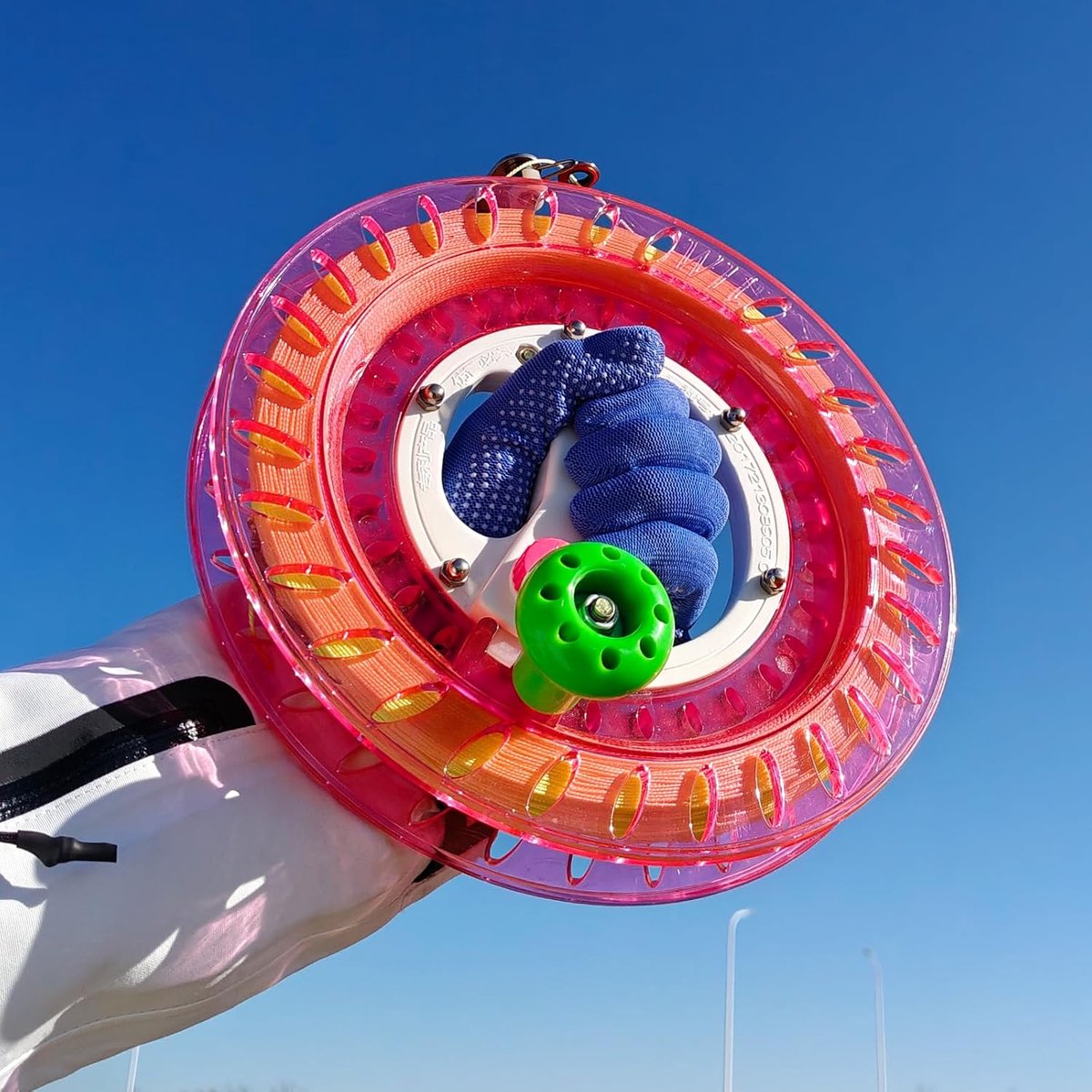 Vliegerhaspel met Lijn - Vliegerwiel Spoel - Vliegeren Vereenvoudigen - 87 Inch Diameter - 1200 Voet Lijn - Roze