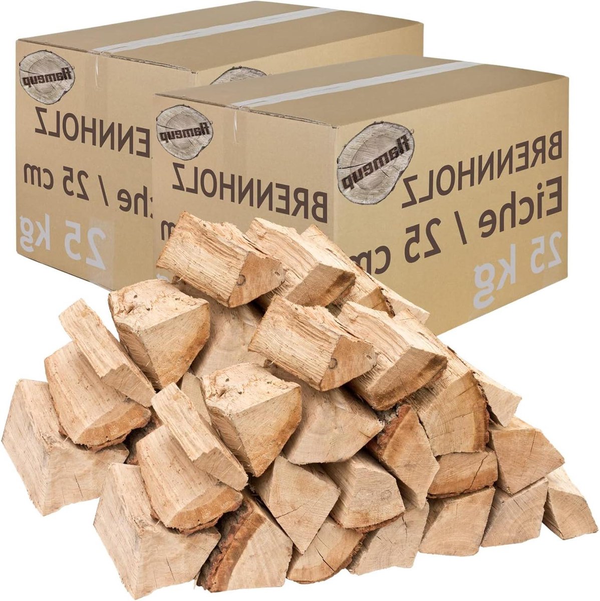 Haardhout Eiken - Brandhout Houtblokken - Verwarmen Oven Haard - Kamergedroogd - 50 kg - Bruin