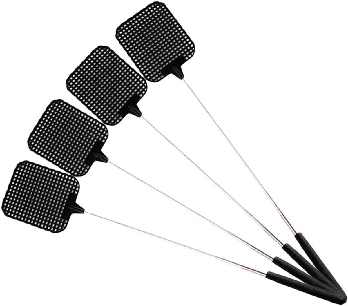 Plastic telescopische vliegenmeppers voor muggen en insecten, set van 4, ideaal voor binnen en buitengebruik
