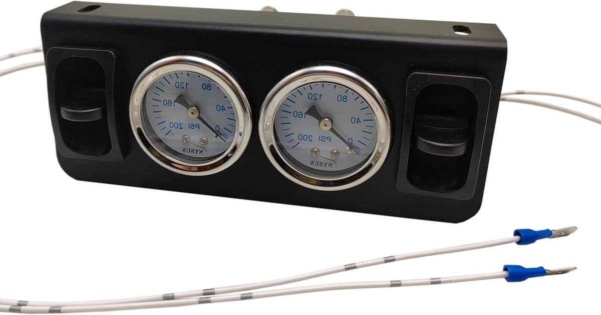 Luchtvering Controller Paneel - Dubbele Luchtmeter - Rijhoogte Aanpassen - 200 psi Dubbele Meters